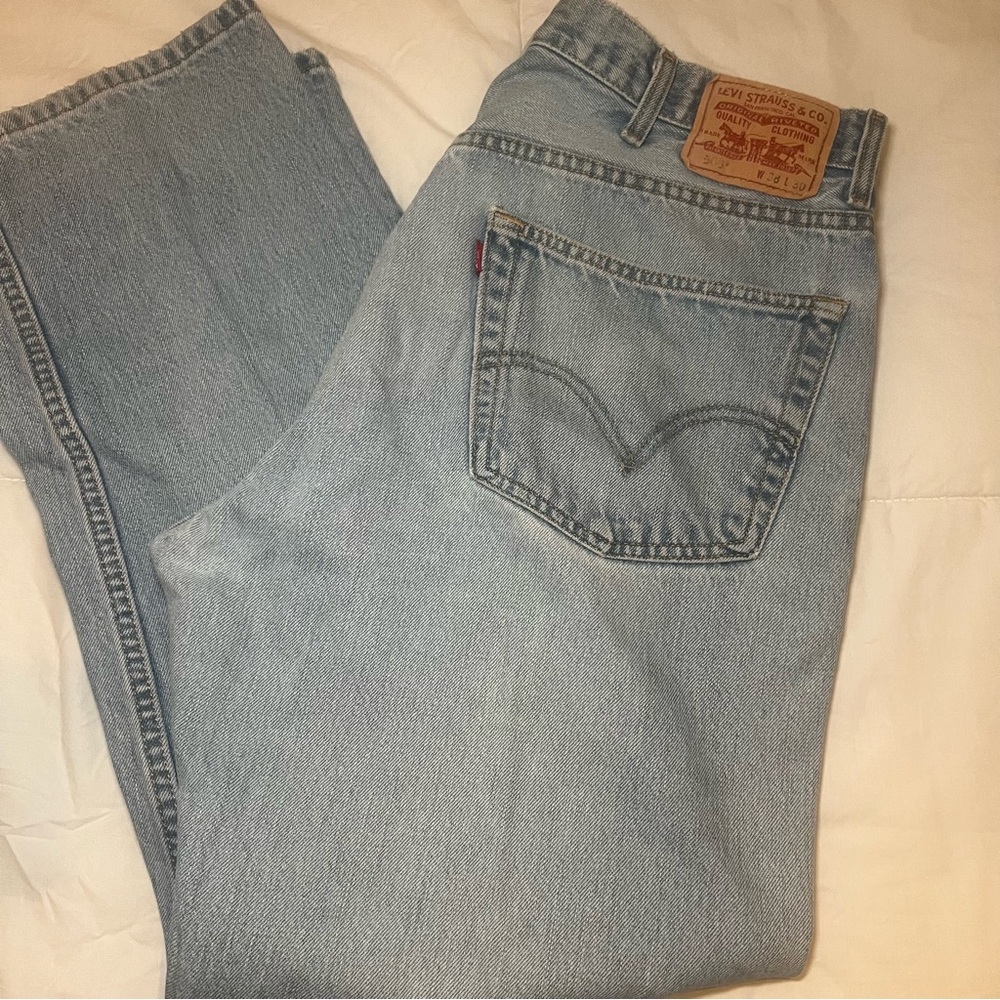Vintage Levis 505 Jeans Mens 38x30 Light Wash Cotton Denim Regular Fit
